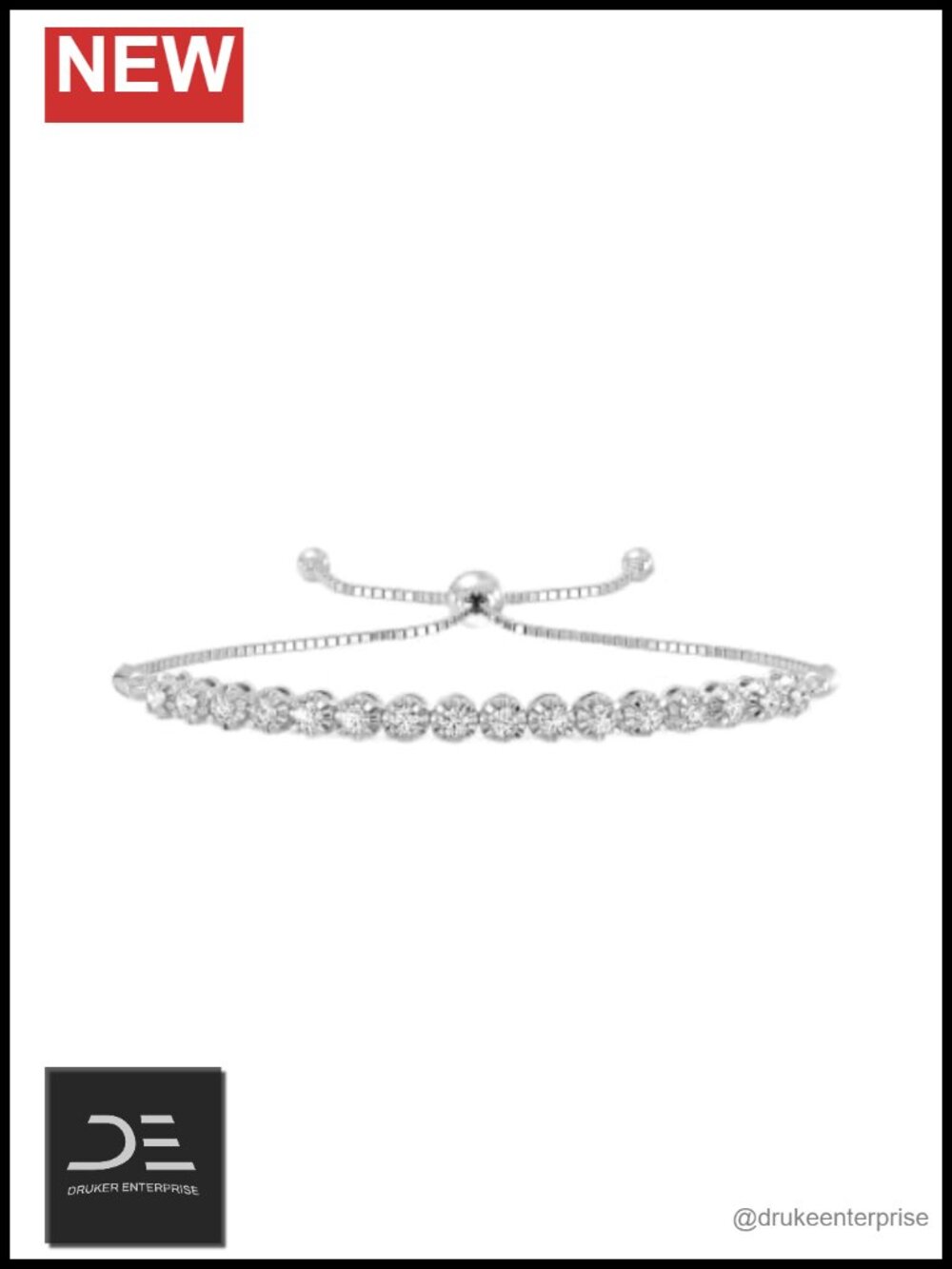 1 CTTW Lab Grown Diamond Sterling Silver Adjustable Bolo Bracelet